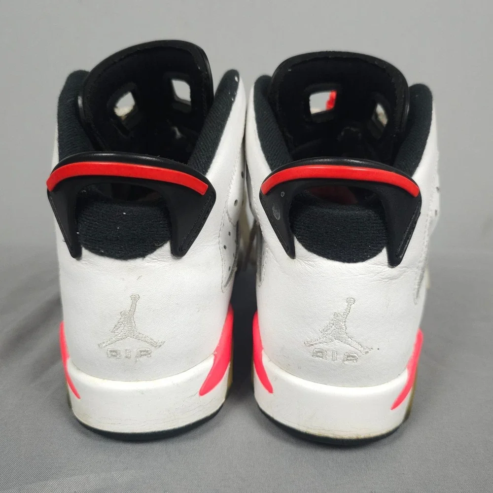 Nike Air Jordan 6 Shoes Boy 6.5y  White Infrared Retro Leather Lace Up - Picture 4 of 16